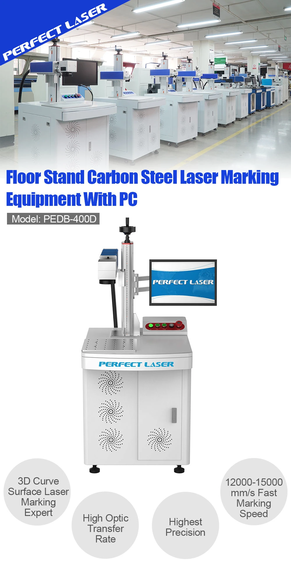 Perfect Laser-20W 30W 50W 100 Watts Metal Stainless Steel Brass Ipg/Raycus/Max/Jpt/Mopa Wuhan Fiber CNC Laser Marker Engraving Marking Etching Machines Price